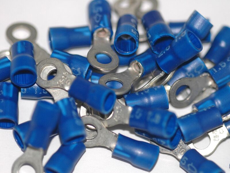 Insulated Ring Terminals, 16-14 AWG, Blue, 100-Pack